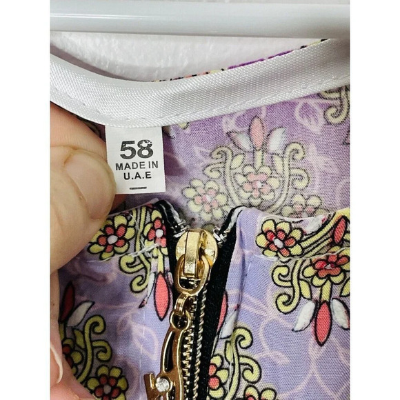 Boutique Abaya Cover Full Zip L-XL Colorful Long Sleeve Pleated Kaftan UAE Made - Picture 5 of 7